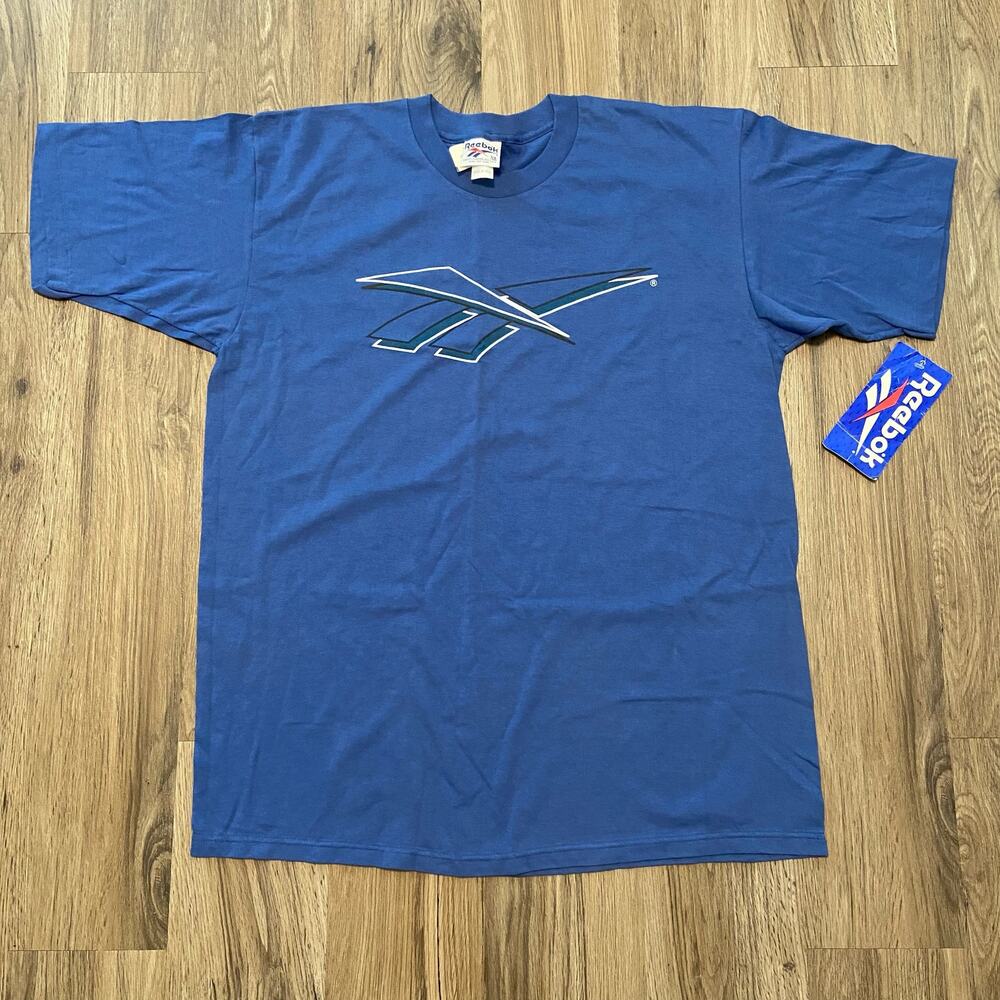 Deadstock 1993 Reebok T-Shirt Men's XL Blue Single Stitch Big Logo Made in USA